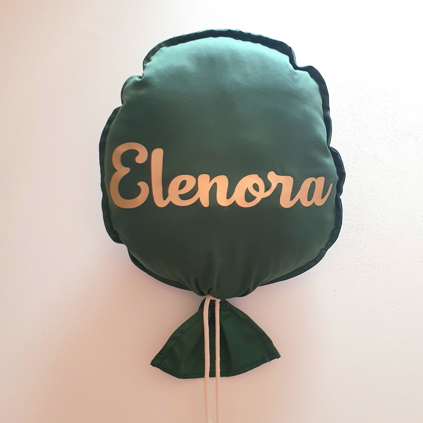 Green fabric balloon with name