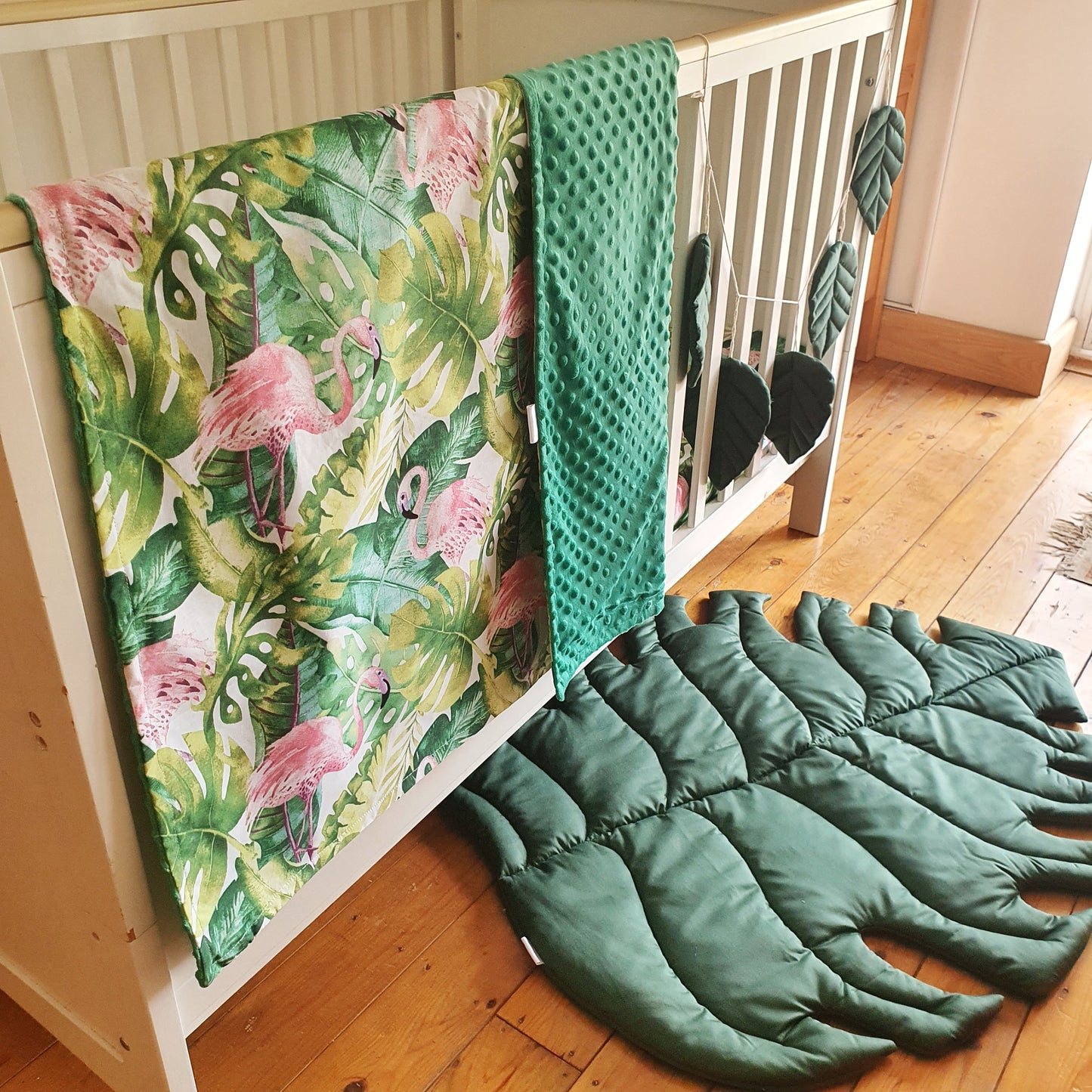 Set of 2 - Flamingo Minky blanket and crib sheet