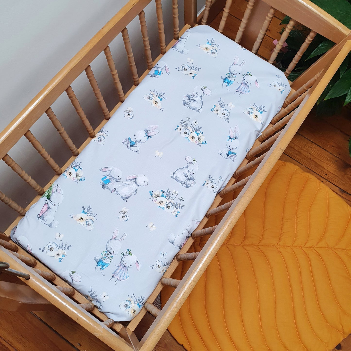 Set of 2 - Rabbits Minky blanket and crib sheet
