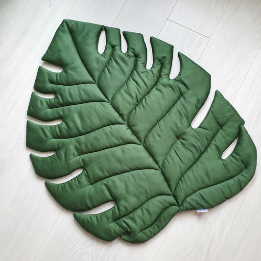 Green monstera rug Size S